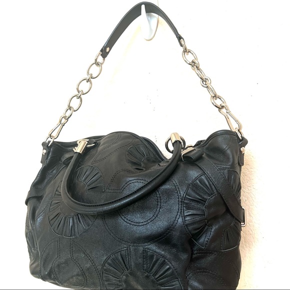 Coach Black MADISON Embellished SOPHIA Leather Tote Purse B#28 - Picture 4 of 15